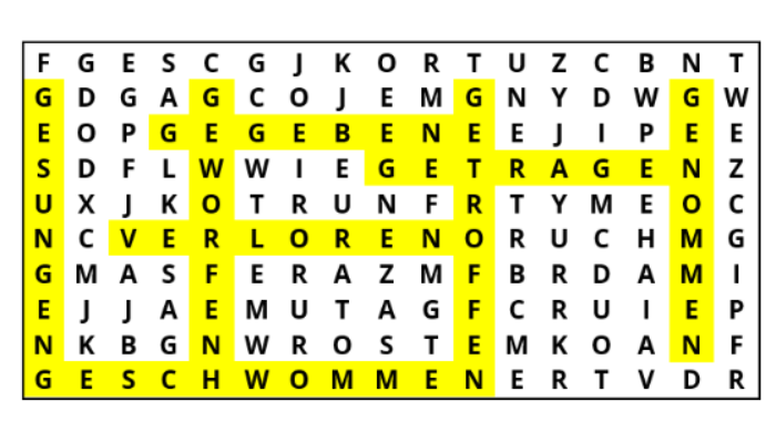 czasowniki nieregularne wykreślanka rozw