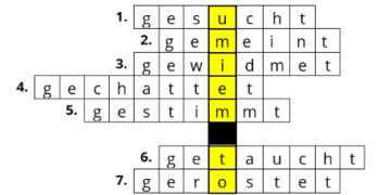 czasowniki regularne krzyżówka rozw